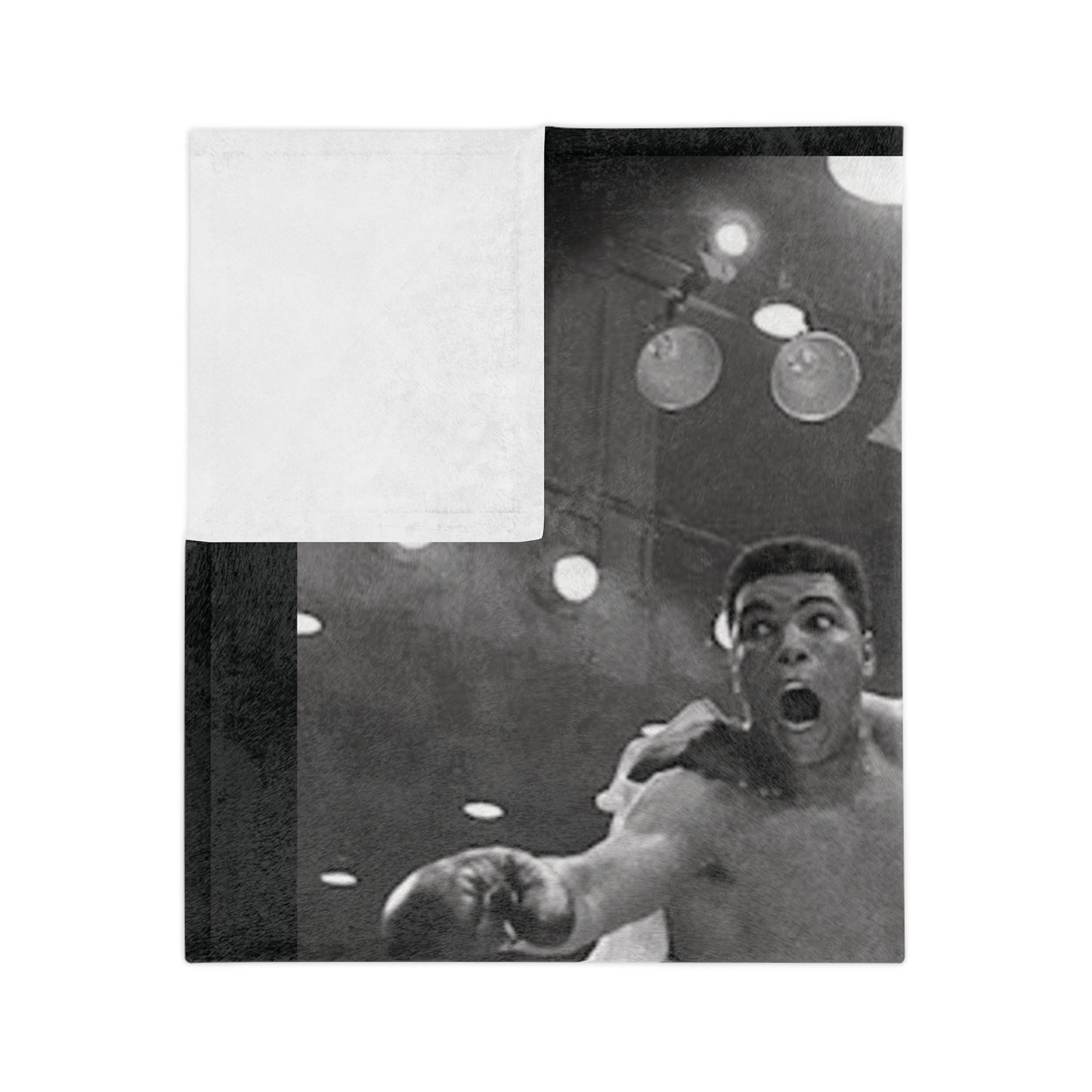 Muhammad Ali "I Shook Up the World" Black Velveteen Microfiber Blanket