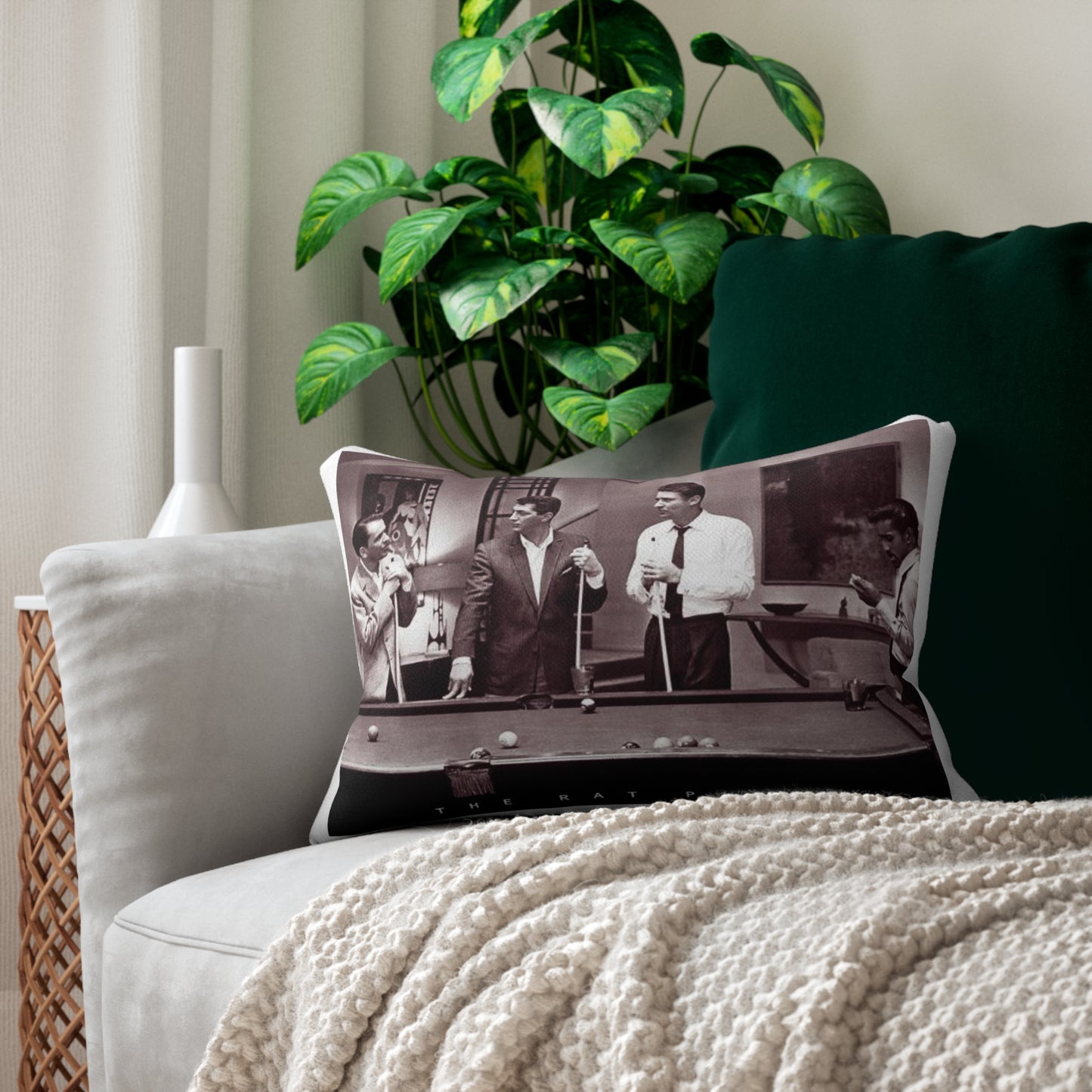Rat Pack Pool Playing Ocean's Eleven Spun Polyester Lumbar Pillow