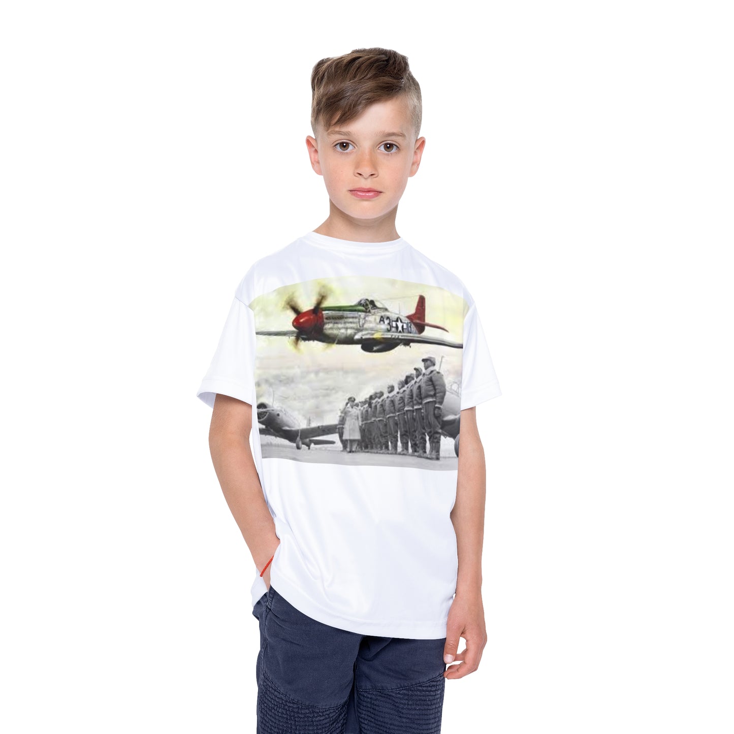 Tuskegee Airmen Red Tails Kids Sports Jersey White Tee Shirt