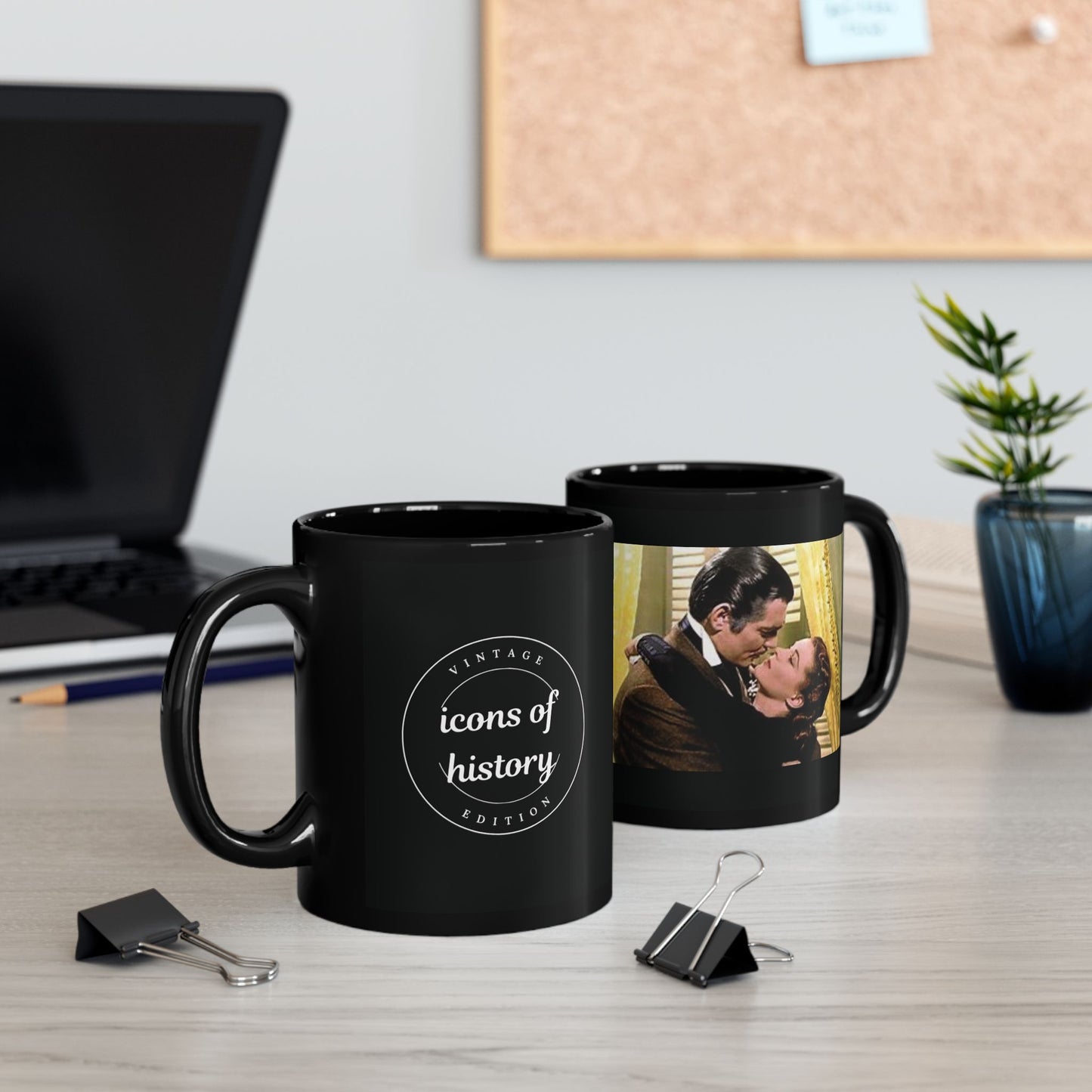 Clark Gable "The Kiss" Black Mug (11oz, 15oz)