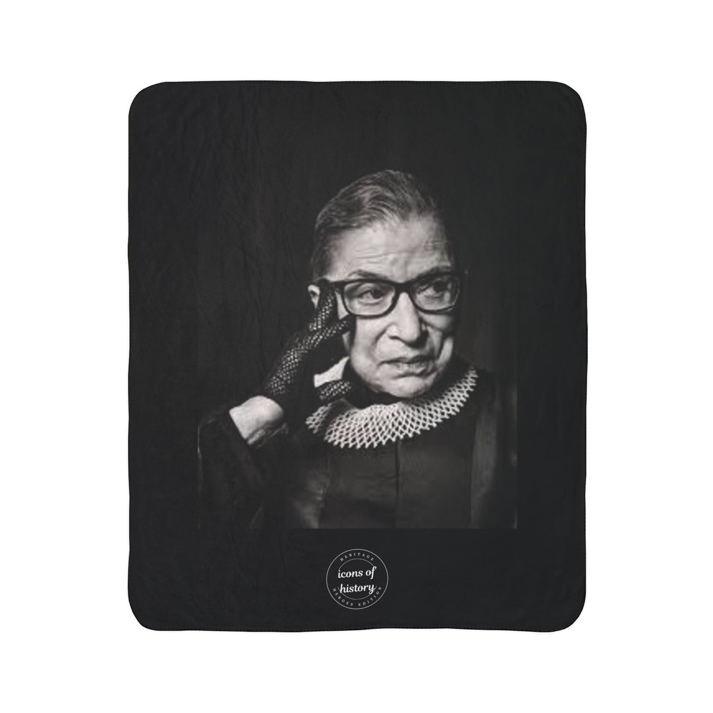 Supreme Court Justice Ruth Bader Ginsburg Black/ White Inner Fleece Sherpa Blanket