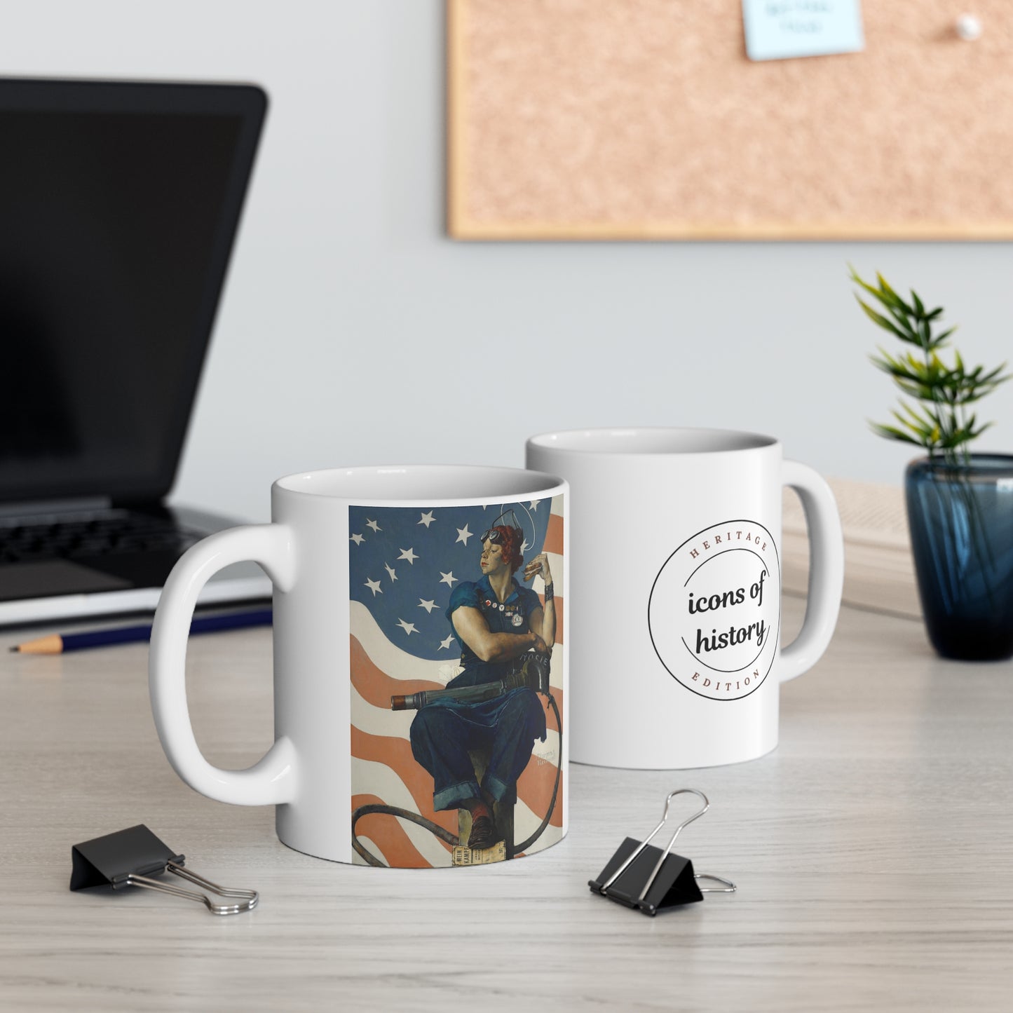 Rosie the Riveter White Coffee Mug 11oz