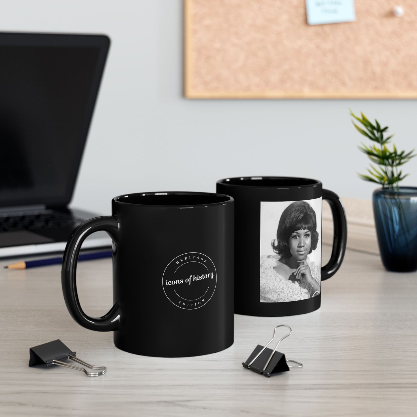 Aretha Franklin Black Coffee Mug (11oz, 15oz)