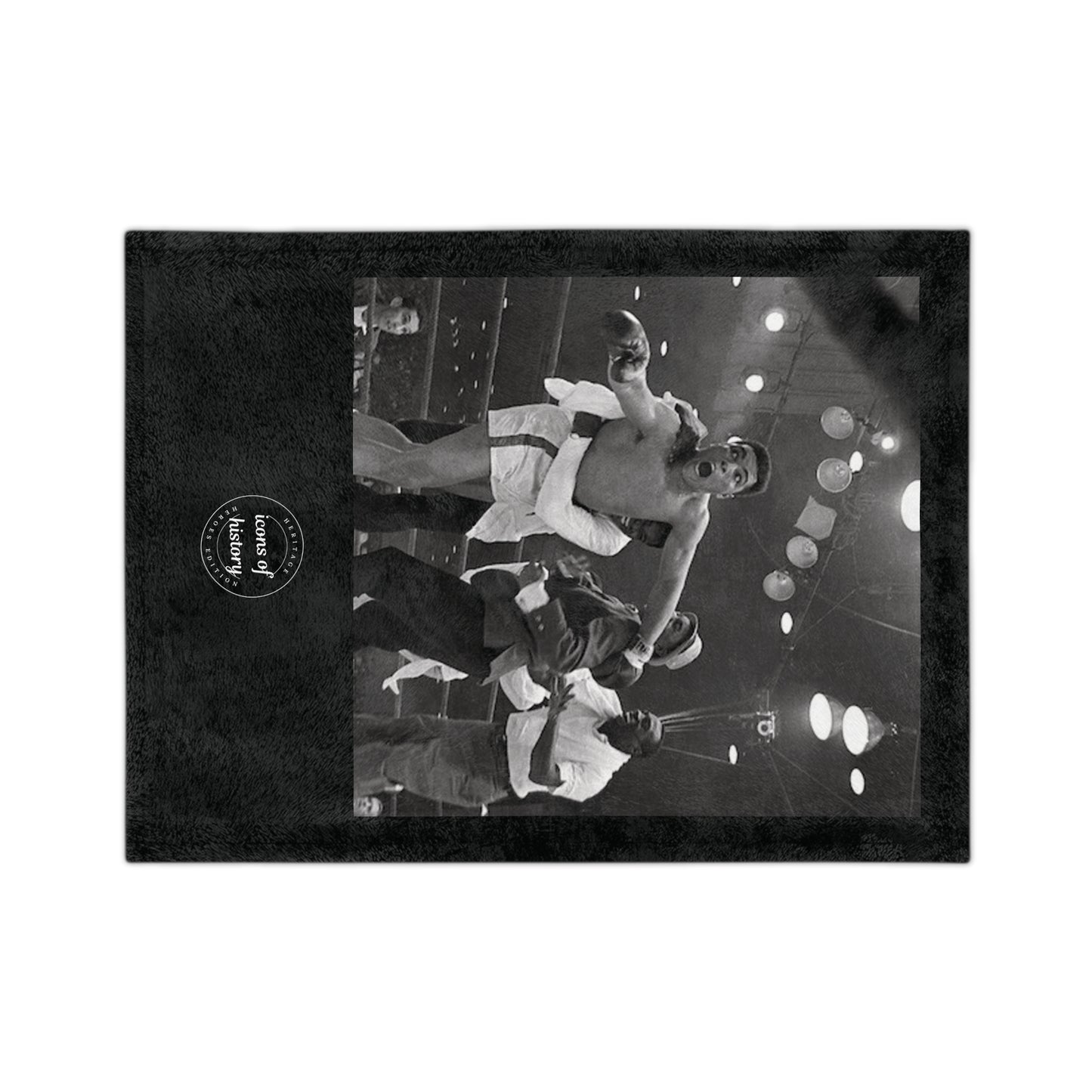 Muhammad Ali "I Shook Up the World" Black Velveteen Microfiber Blanket