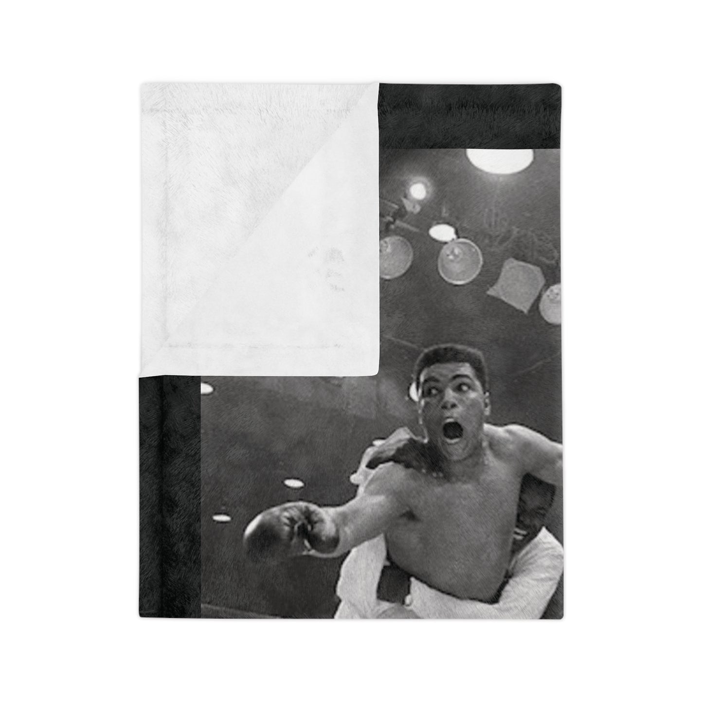 Muhammad Ali "I Shook Up the World" Black Velveteen Microfiber Blanket