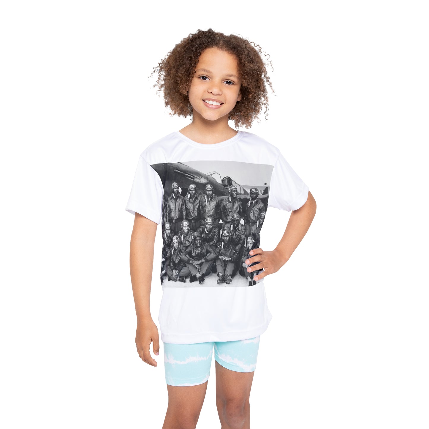 Tuskegee Airmen Red Tails White Kids Sports Tee Shirt