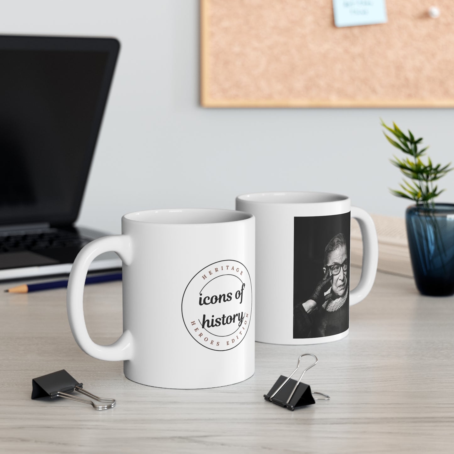Supreme Court Justice Ruth Bader Ginsburg White Ceramic Coffee Mug, 11oz