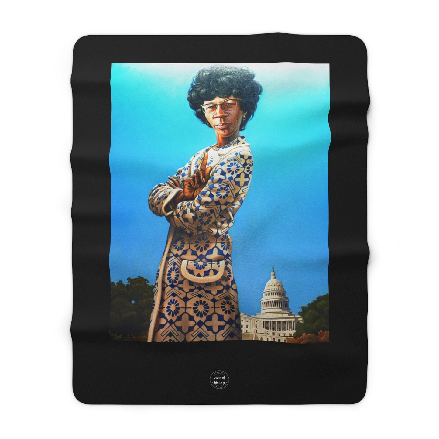 Black History Shirley Chisholm Artistic Black Sherpa Fleece Blanket
