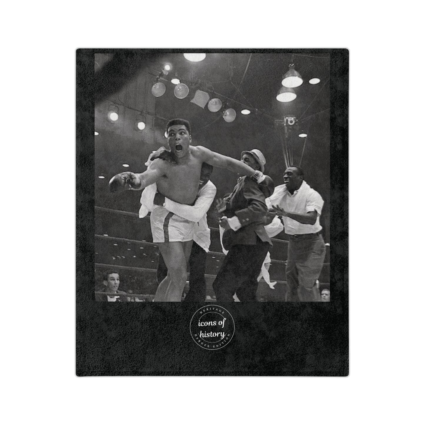 Muhammad Ali "I Shook Up the World" Black Velveteen Microfiber Blanket