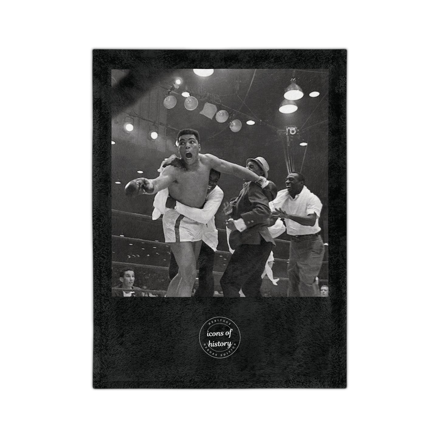 Muhammad Ali "I Shook Up the World" Black Velveteen Microfiber Blanket