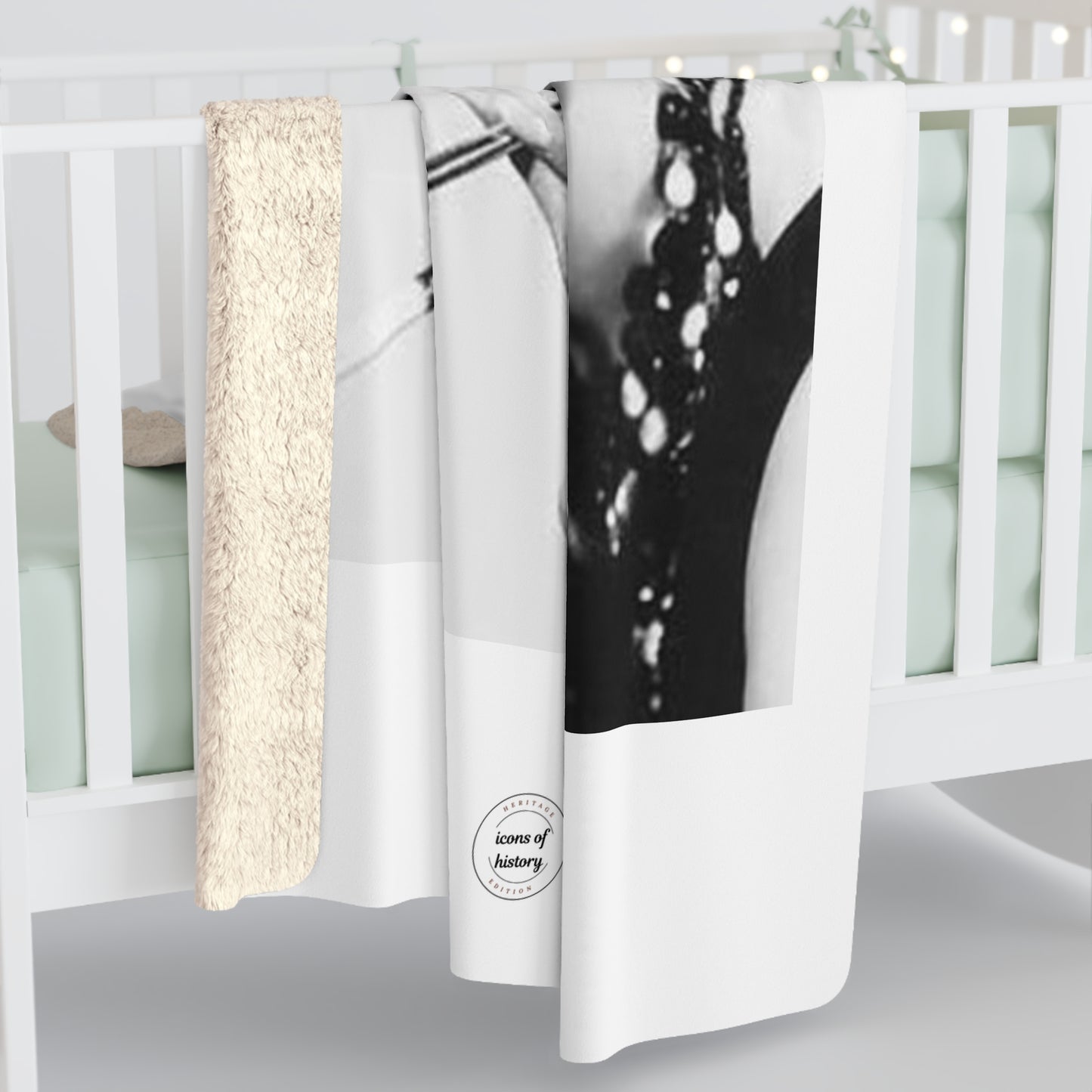 Audrey Hepburn Classy White Sherpa Fleece Blanket