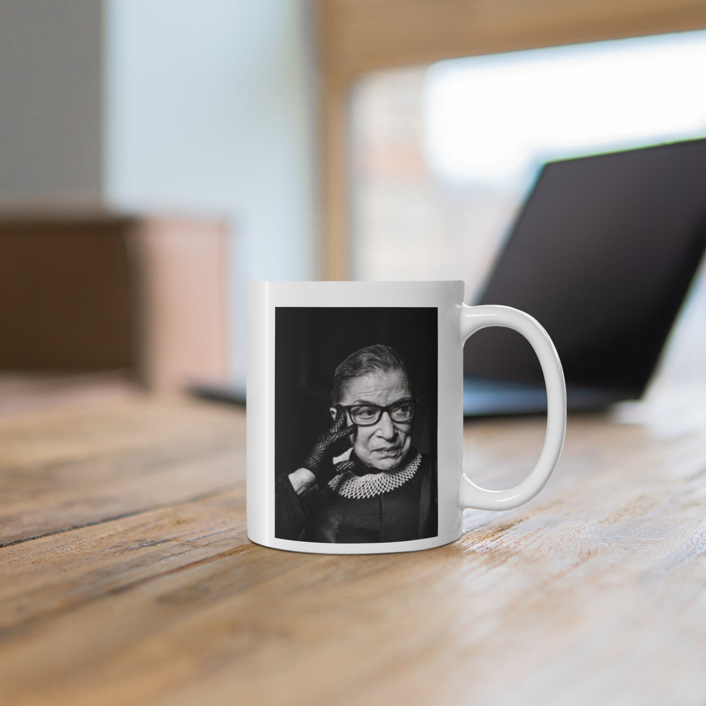 Supreme Court Justice Ruth Bader Ginsburg White Ceramic Coffee Mug, 11oz