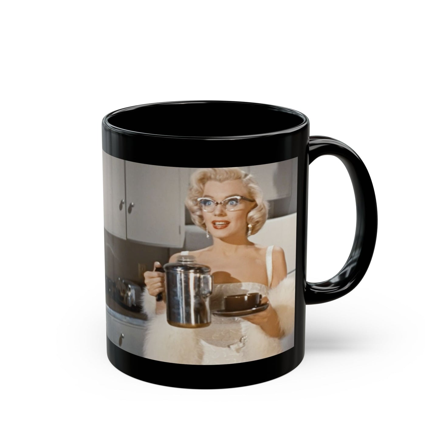 Marilyn Monroe "Coffee Anytime" Black Coffee Mug (11oz, 15oz)