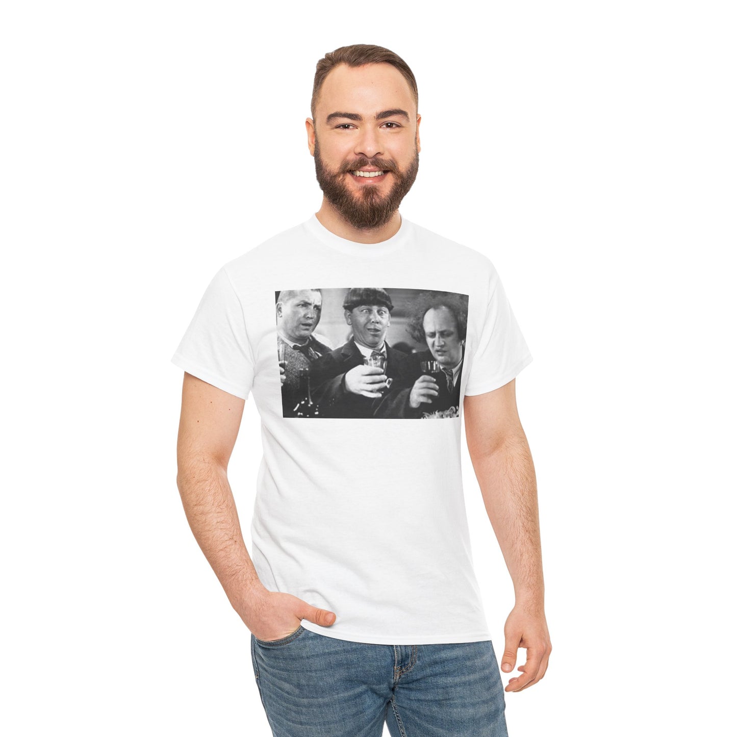 3 Stooges Drinking Unisex Heavy Cotton Tee