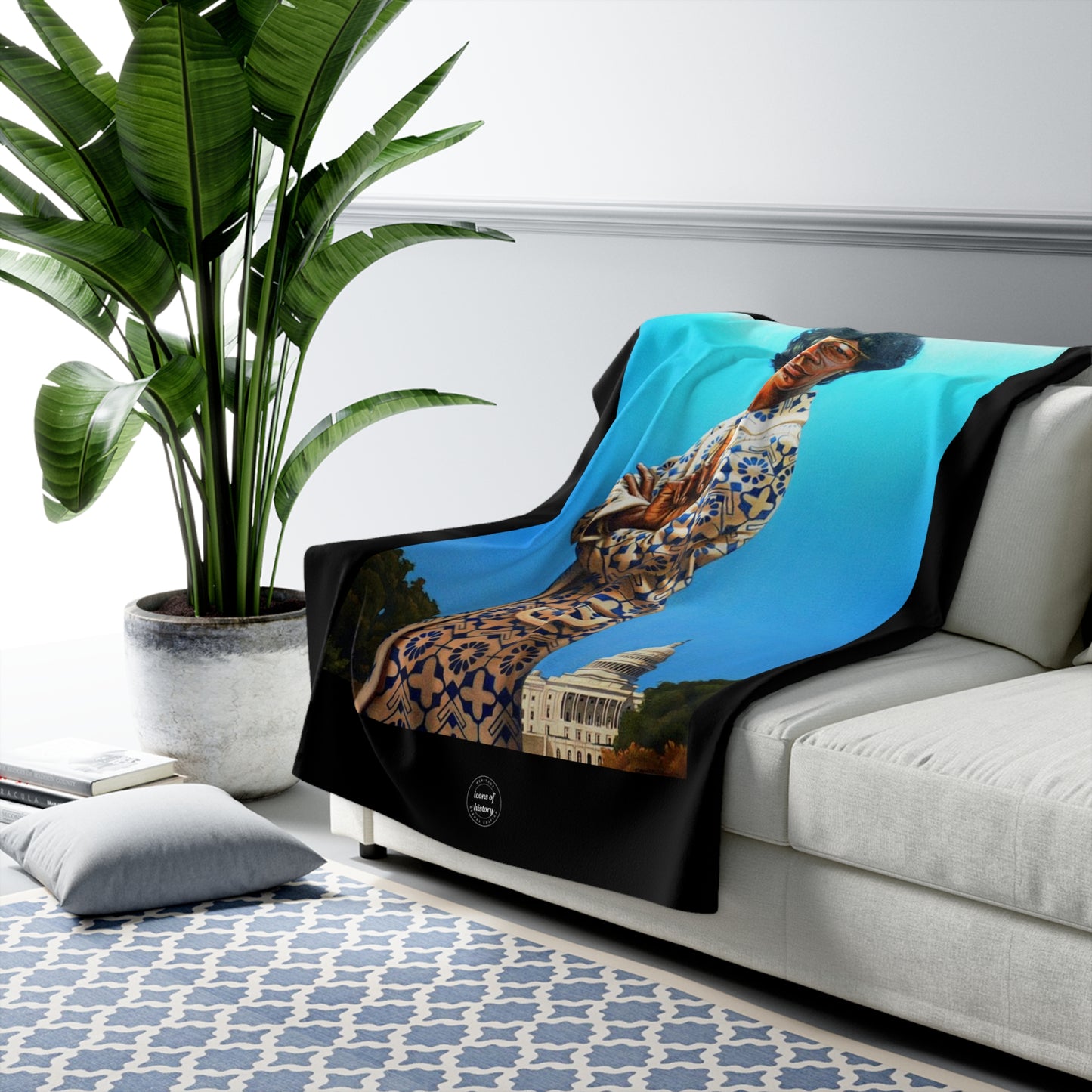 Black History Shirley Chisholm Artistic Black Sherpa Fleece Blanket