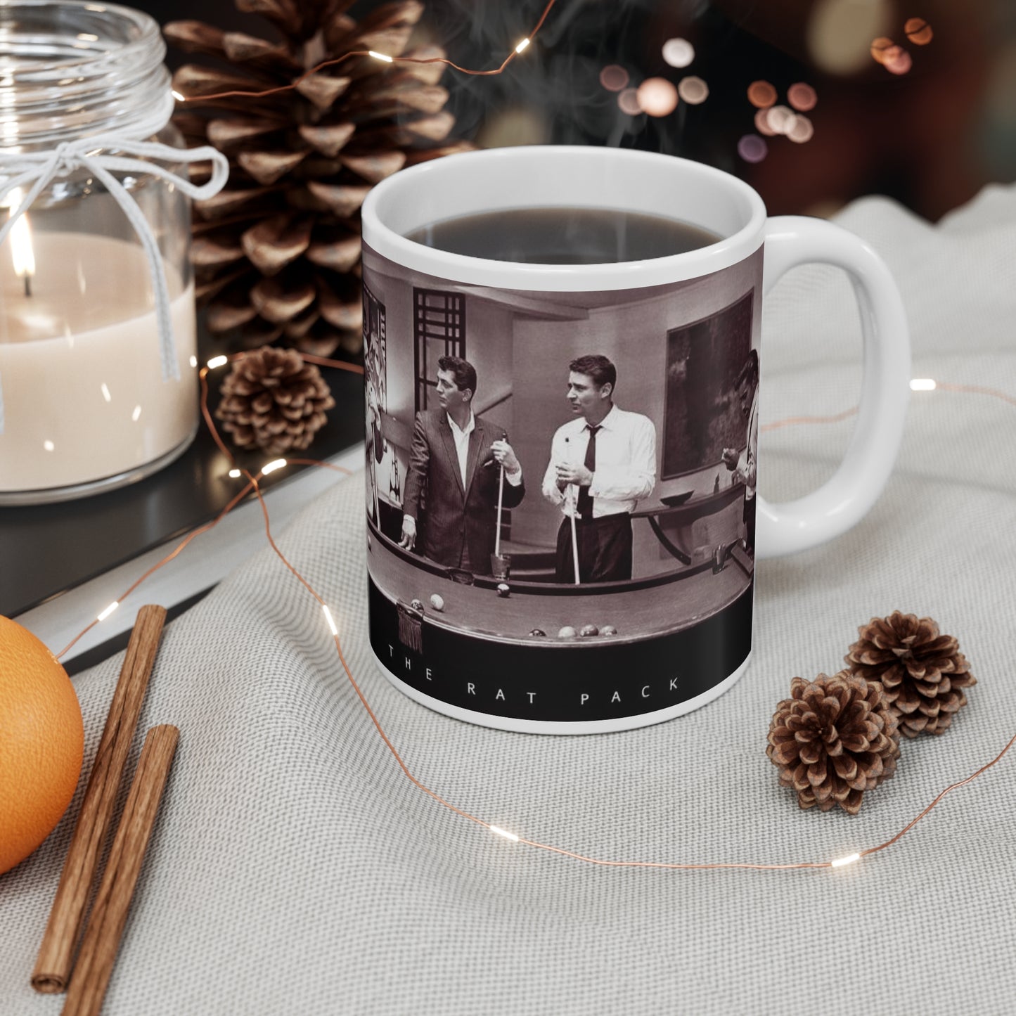 Rat Pack Ocean's Eleven Pool Hall White Coffee Mug 11oz