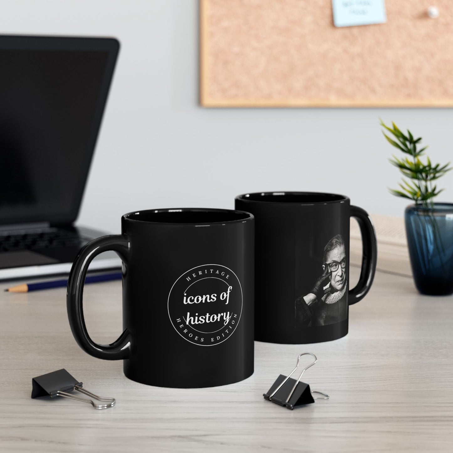Supreme Court Justice Ruth Bader Ginsburg Black Mug (11oz, 15oz)