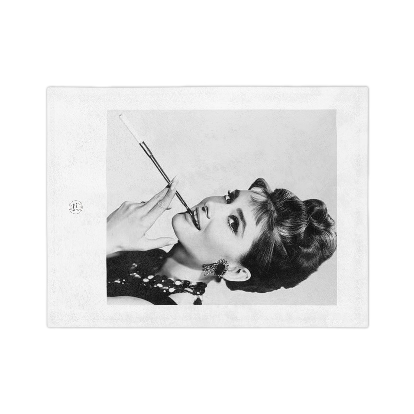 Audrey Hepburn Classy White Velveteen Microfiber Blanket