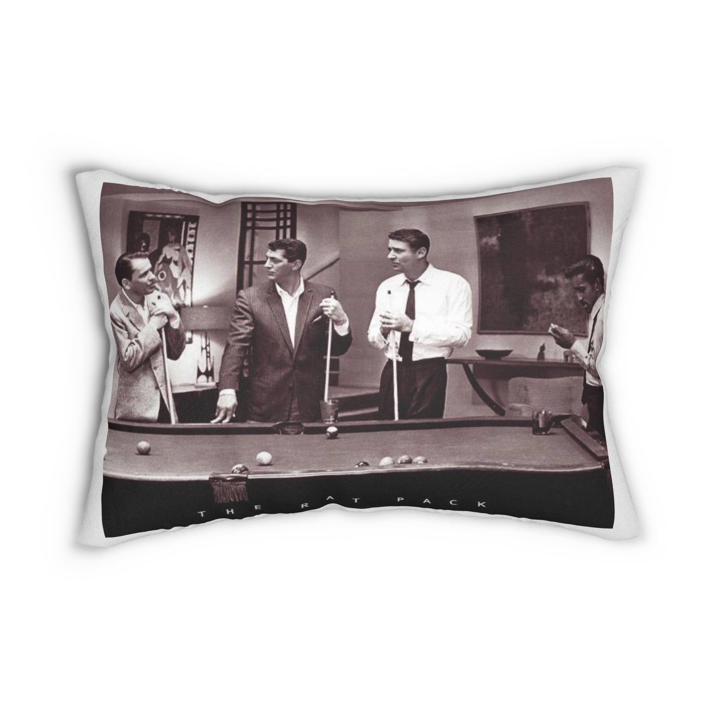Rat Pack Pool Playing Ocean's Eleven Spun Polyester Lumbar Pillow
