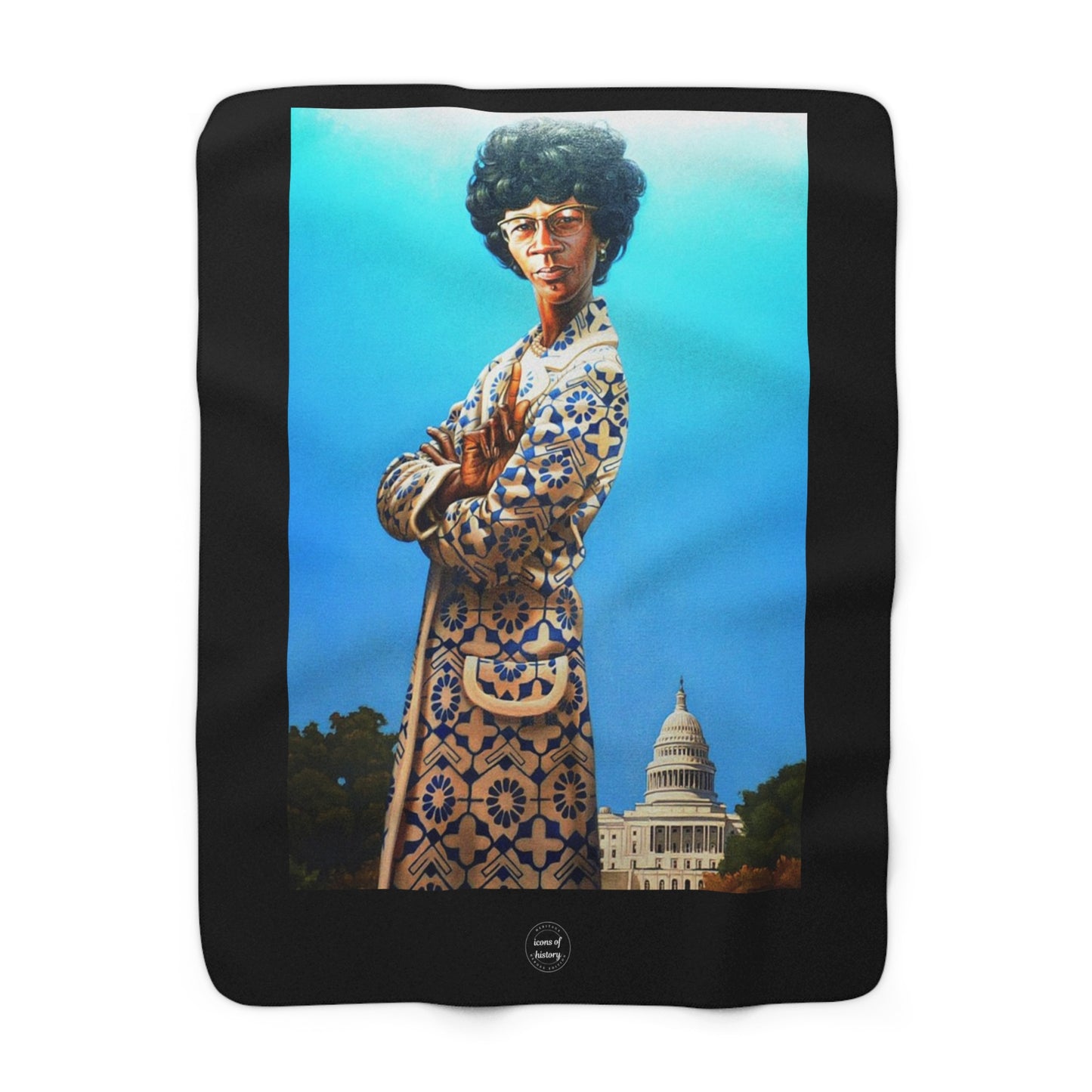 Black History Shirley Chisholm Artistic Black Sherpa Fleece Blanket