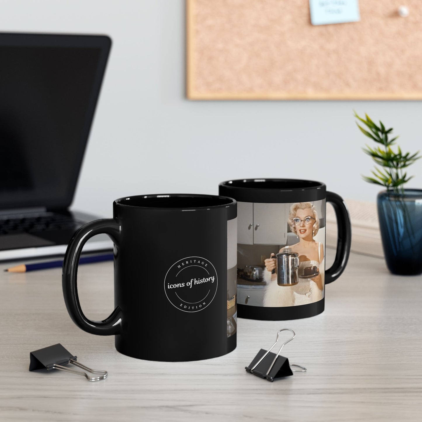 Marilyn Monroe "Coffee Anytime" Black Coffee Mug (11oz, 15oz)