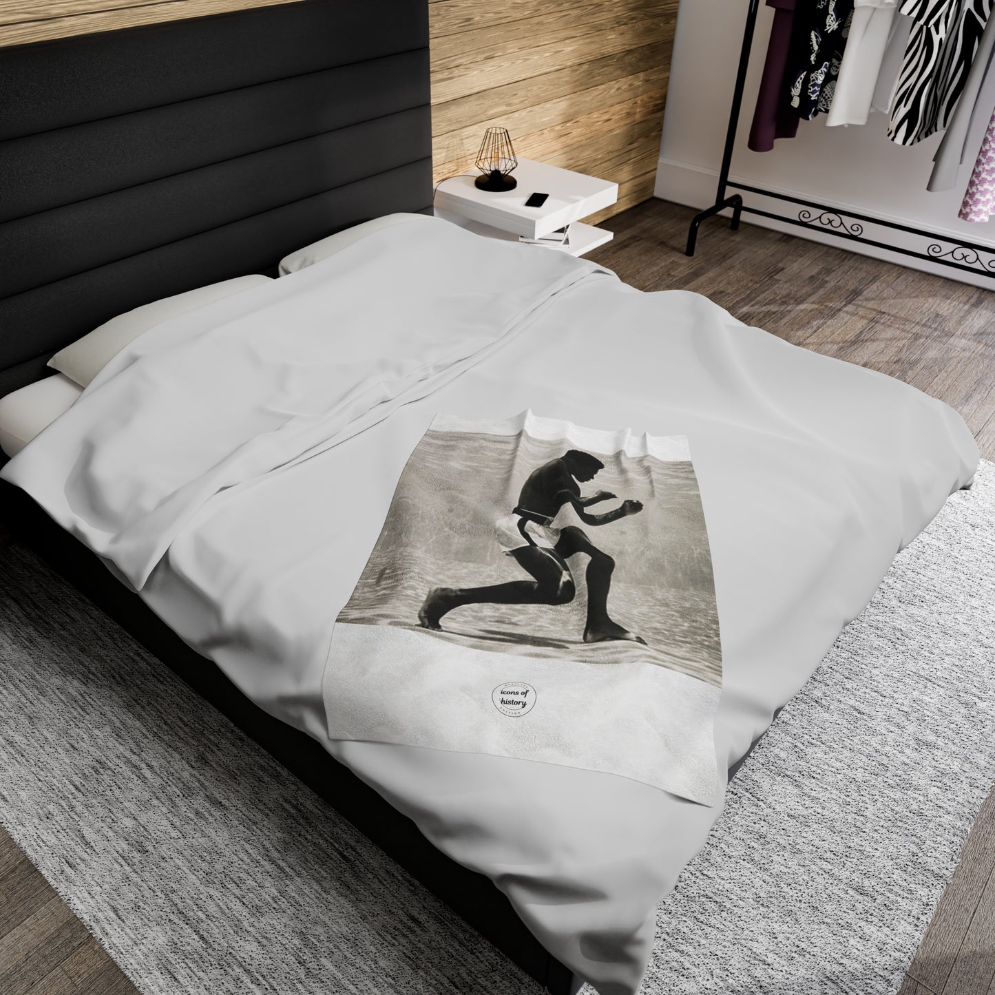 Muhammad Ali Training Underwater Velveteen Plush Blanket