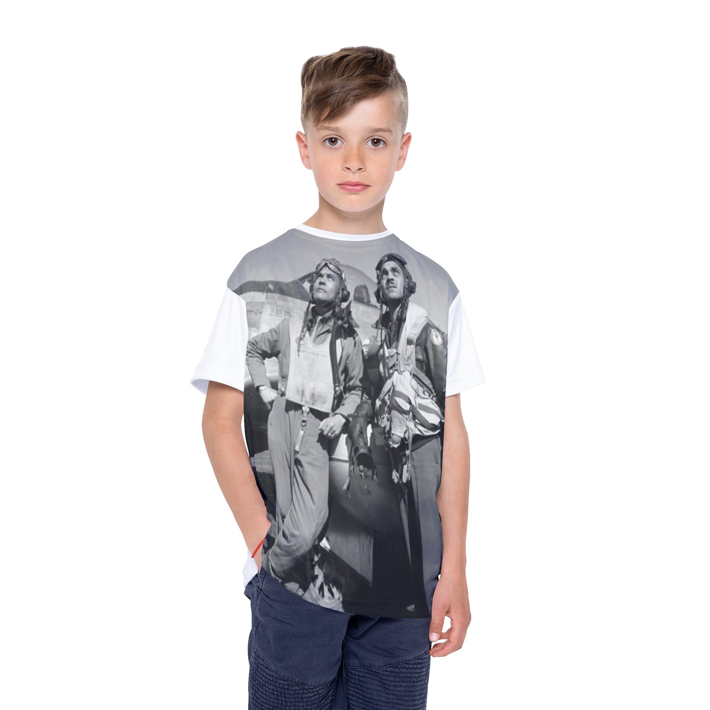 Tuskegee Airmen Pilots Kids Sports Jersey White Tee Shirt
