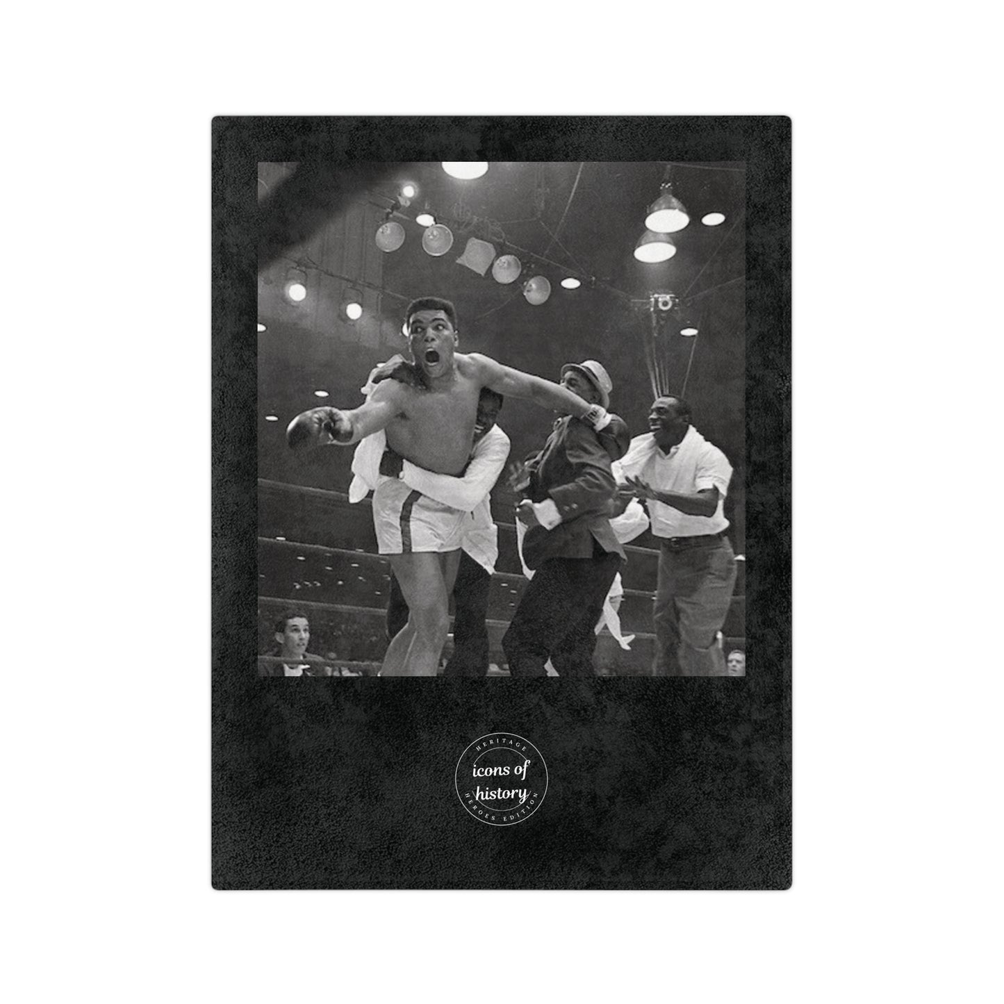 Muhammad Ali "I Shook Up the World" Black Velveteen Microfiber Blanket