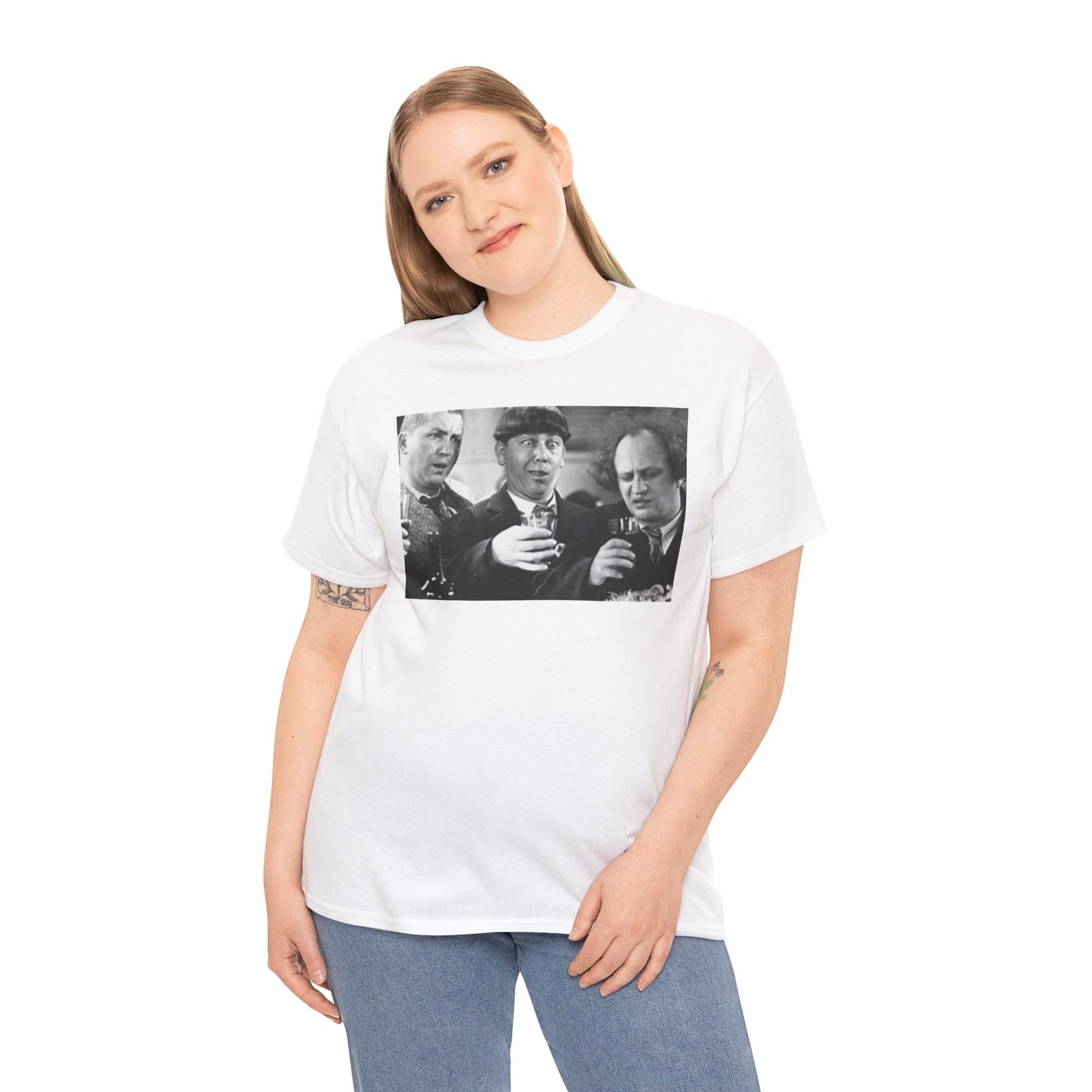 3 Stooges Drinking Unisex Heavy Cotton Tee
