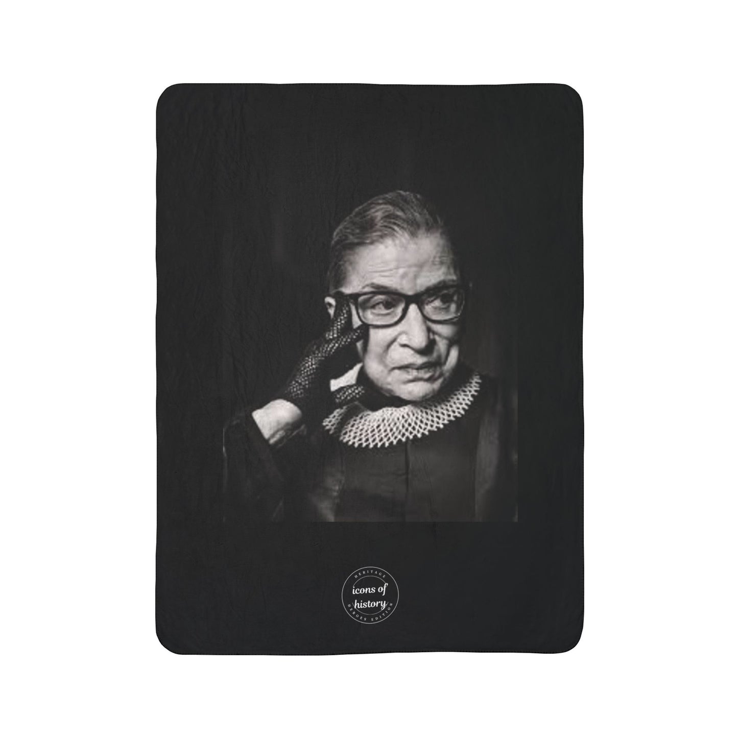 Supreme Court Justice Ruth Bader Ginsburg Black/ White Inner Fleece Sherpa Blanket