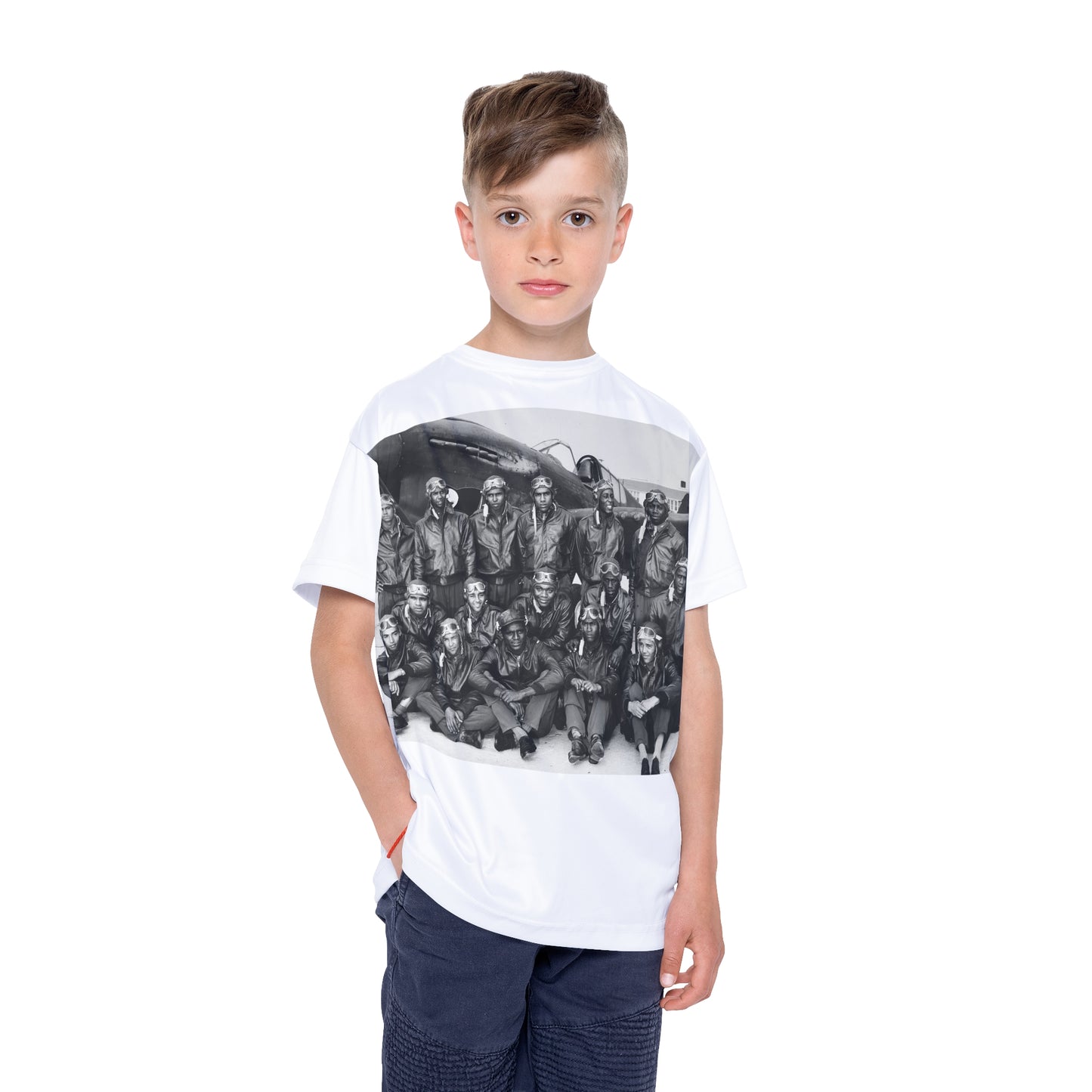Tuskegee Airmen Red Tails White Kids Sports Tee Shirt