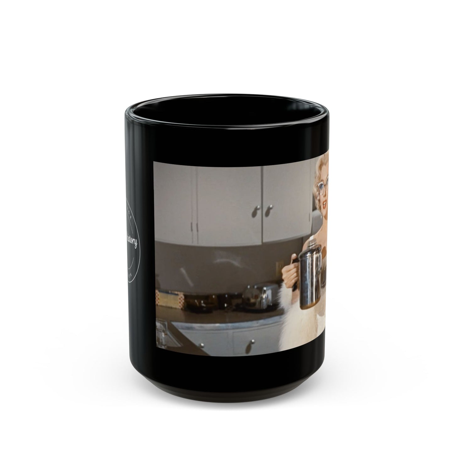 Marilyn Monroe "Coffee Anytime" Black Coffee Mug (11oz, 15oz)