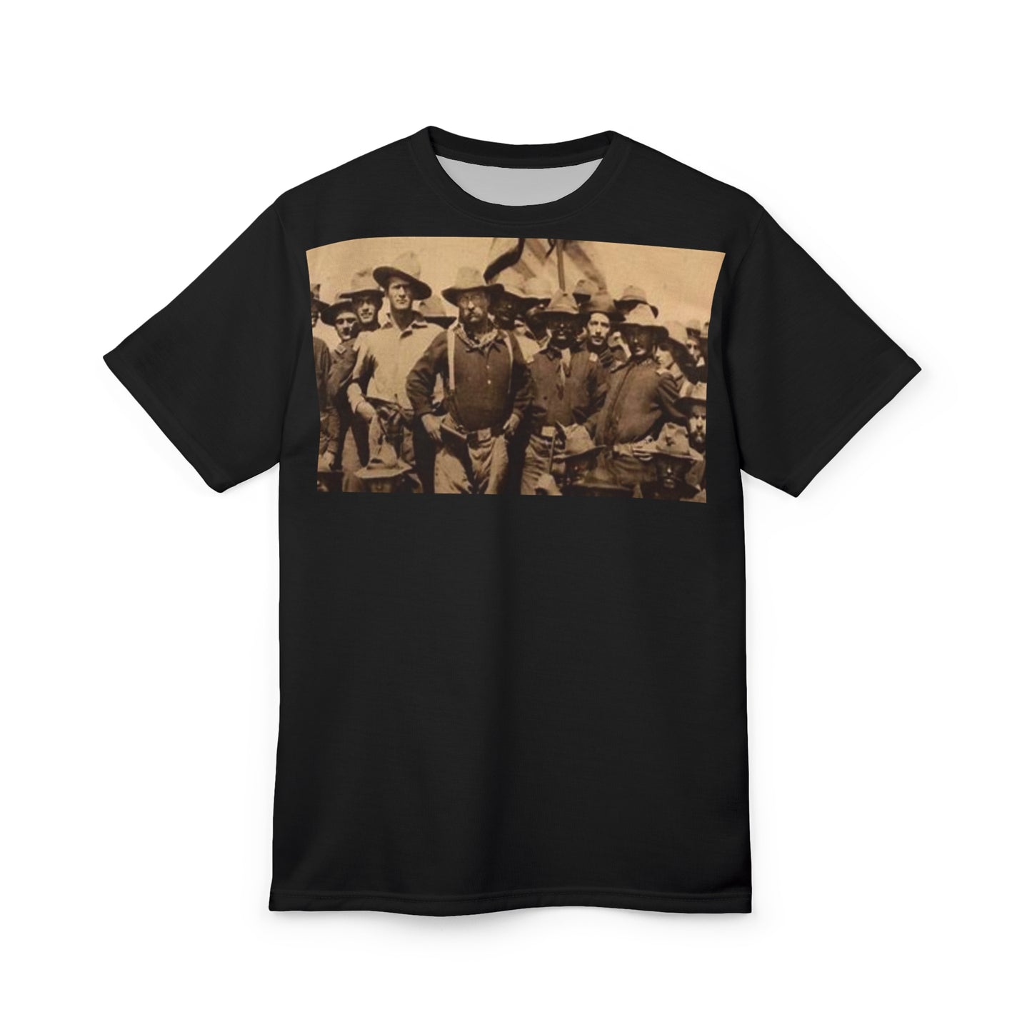 Teddy Roosevelt Rough Riders Black Large Print Tee