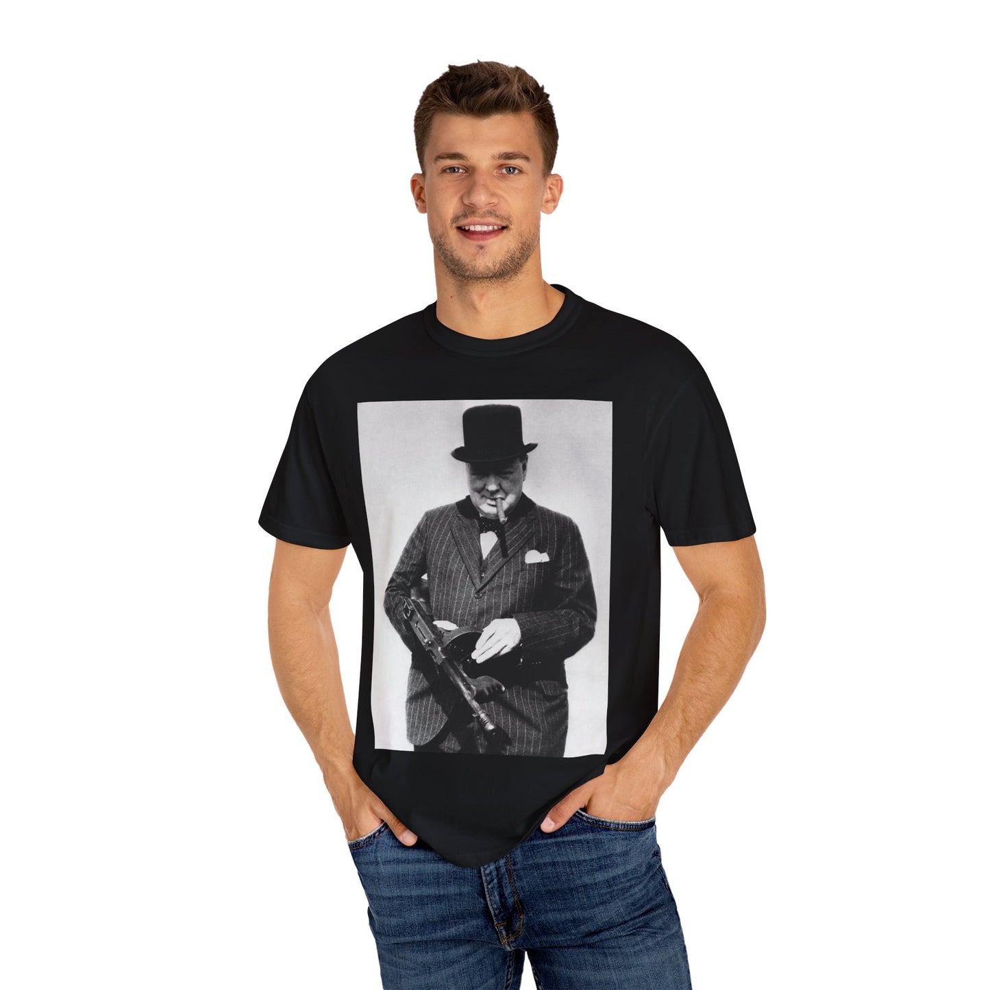 Winston Churchill Bad Ass Adult Black Unisex T-shirt