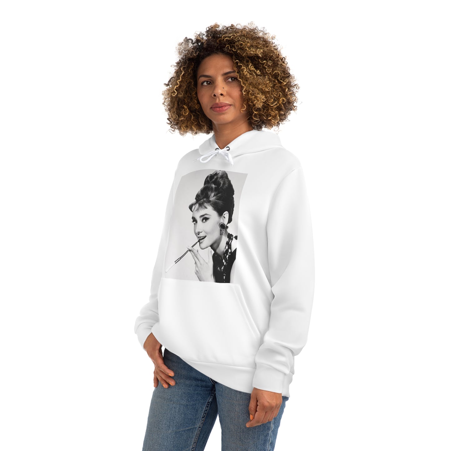 Audrey Hepburn Classy Fashion White Hoodie Sweatshirt