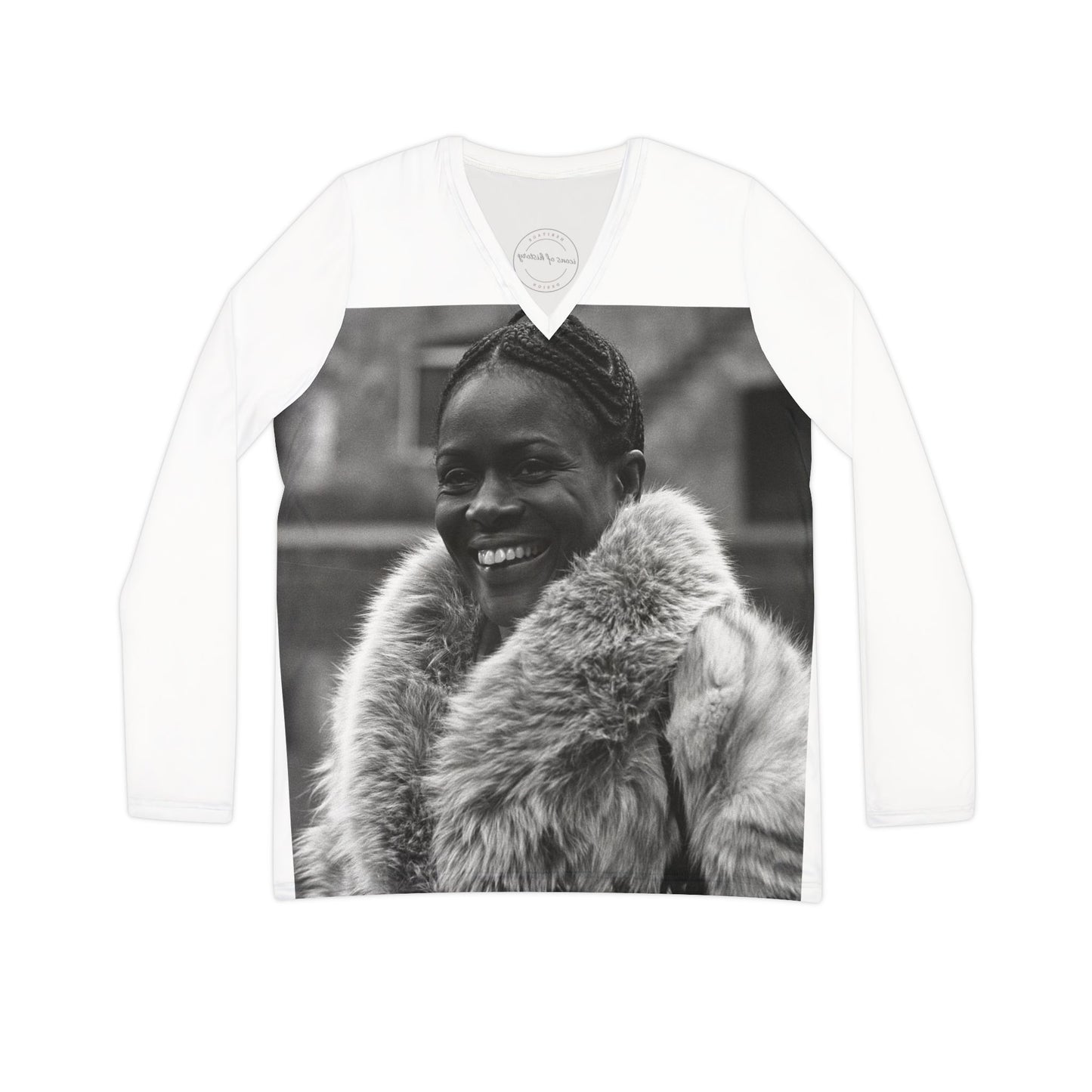 Cicely Tyson Women's White Long Sleeve V-neck Shirt