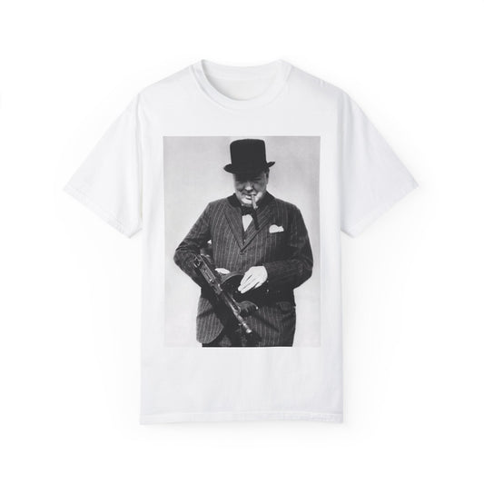 Winston Churchill Bad Ass Adult White Unisex White Tee- Shirt