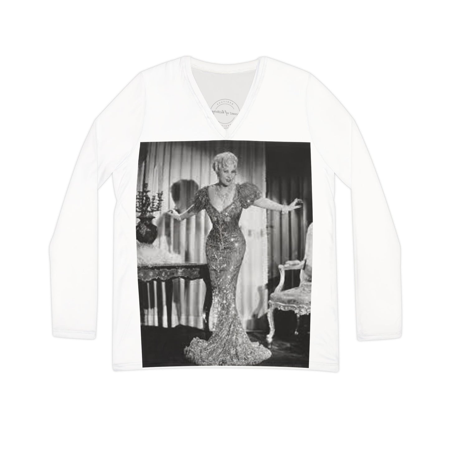 Mae West Glamour Women's Long Sleeve V-neck Shirt
