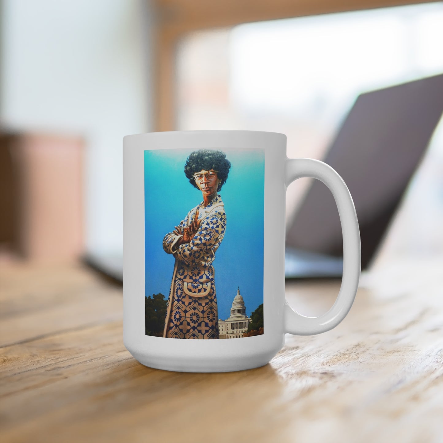 Shirley Chisholm Artistic White Coffee Mug 15oz