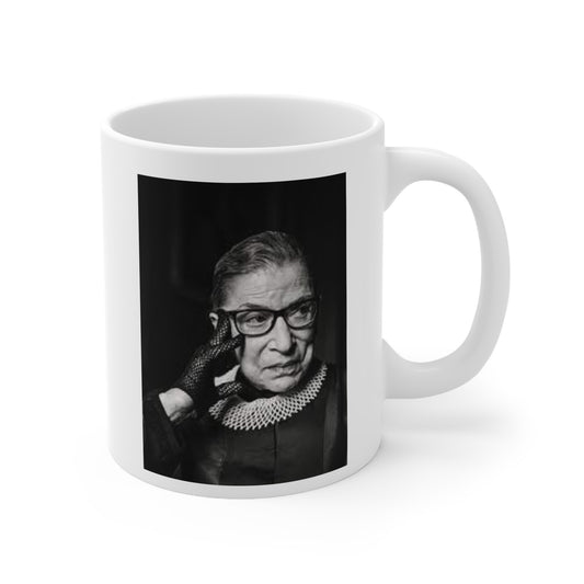 Supreme Court Justice Ruth Bader Ginsburg White Ceramic Coffee Mug, 11oz