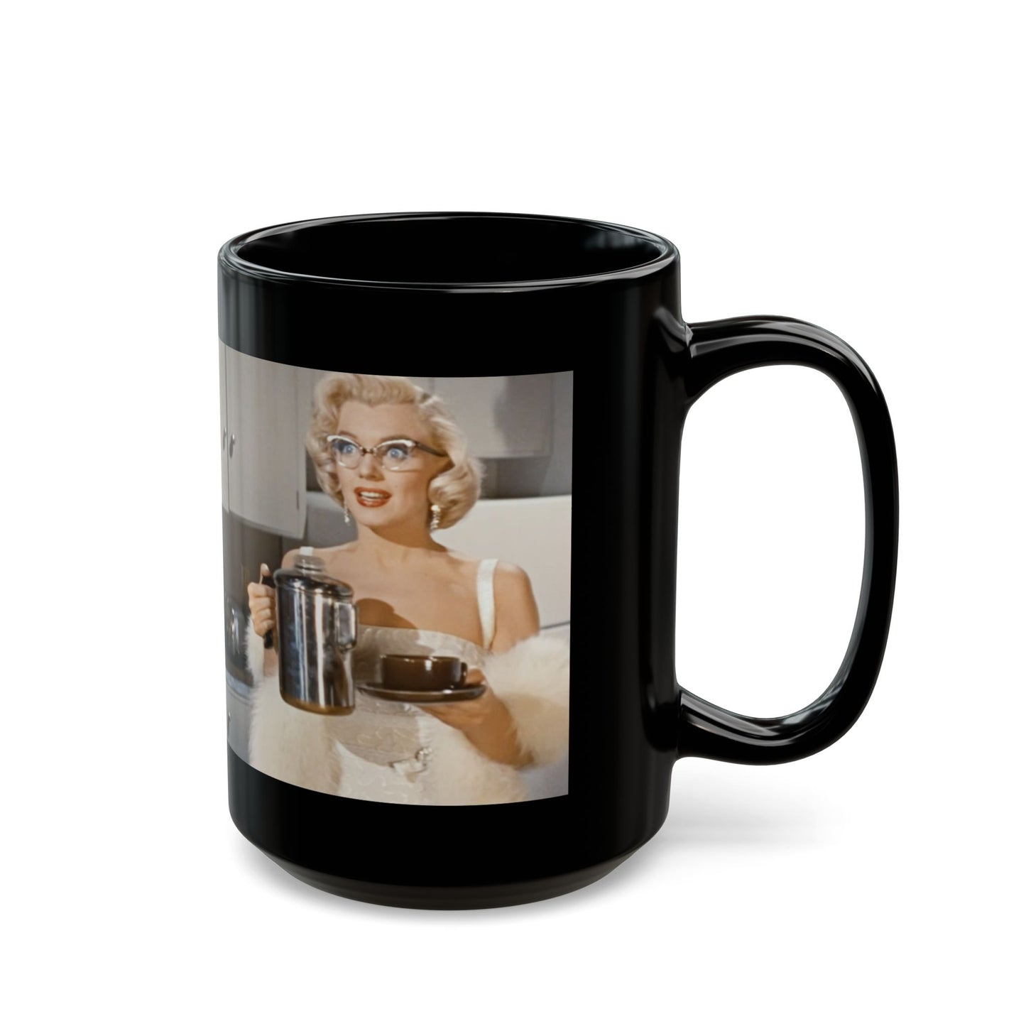 Marilyn Monroe "Coffee Anytime" Black Coffee Mug (11oz, 15oz)