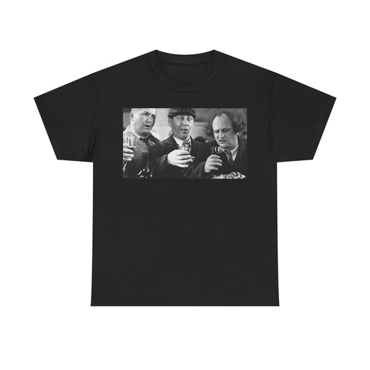 3 Stooges Cocktail Drinking Heavy Cotton Tee