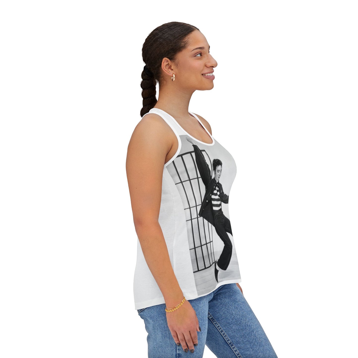 Elvis Presley Jail House Women's White Tank Top Shirt