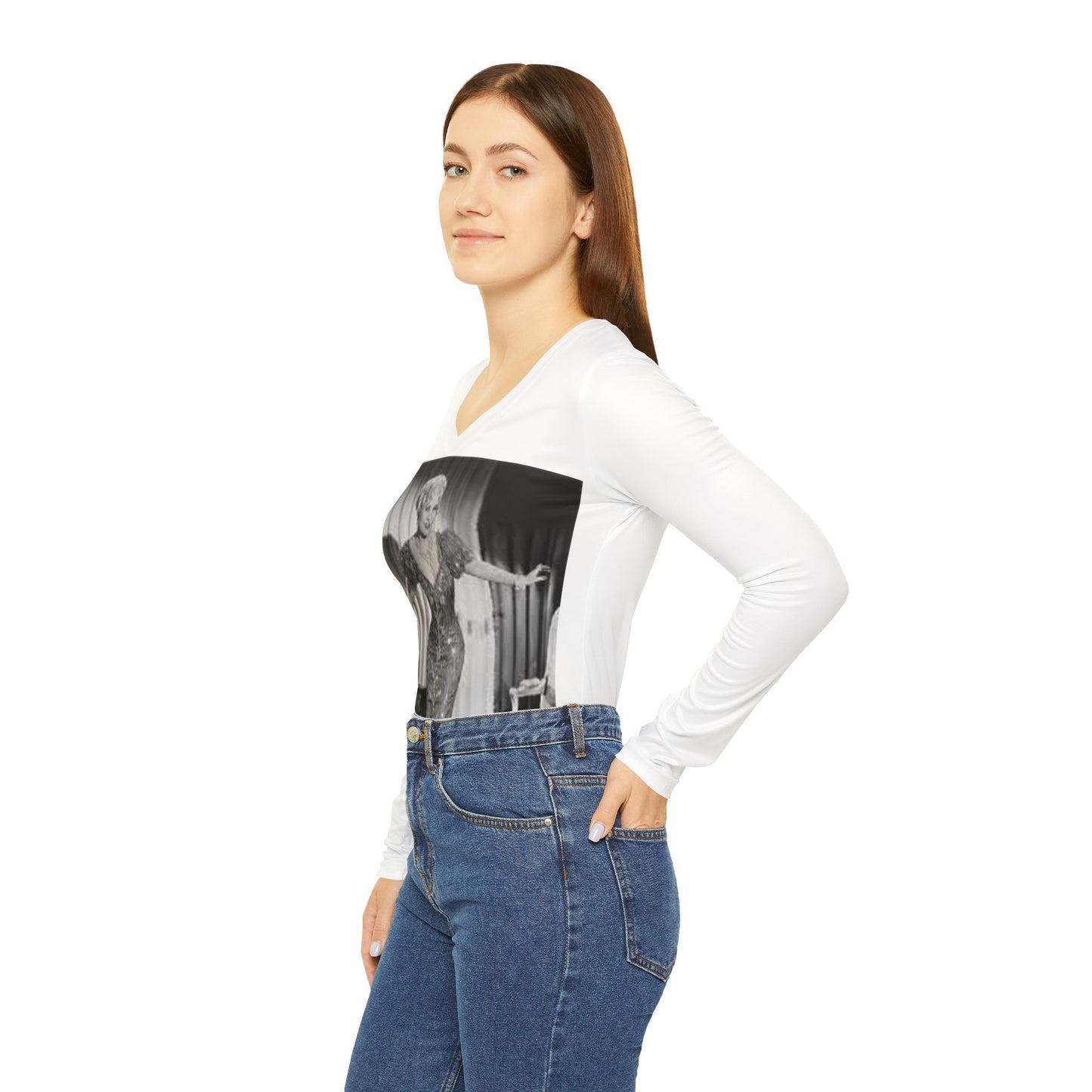 Mae West Glamour Women's Long Sleeve V-neck Shirt