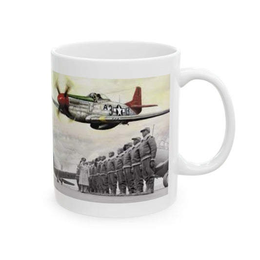 Black History / American History Tuskegee Airmen Red Tail White Ceramic Coffee Mug, (11oz, 15oz)