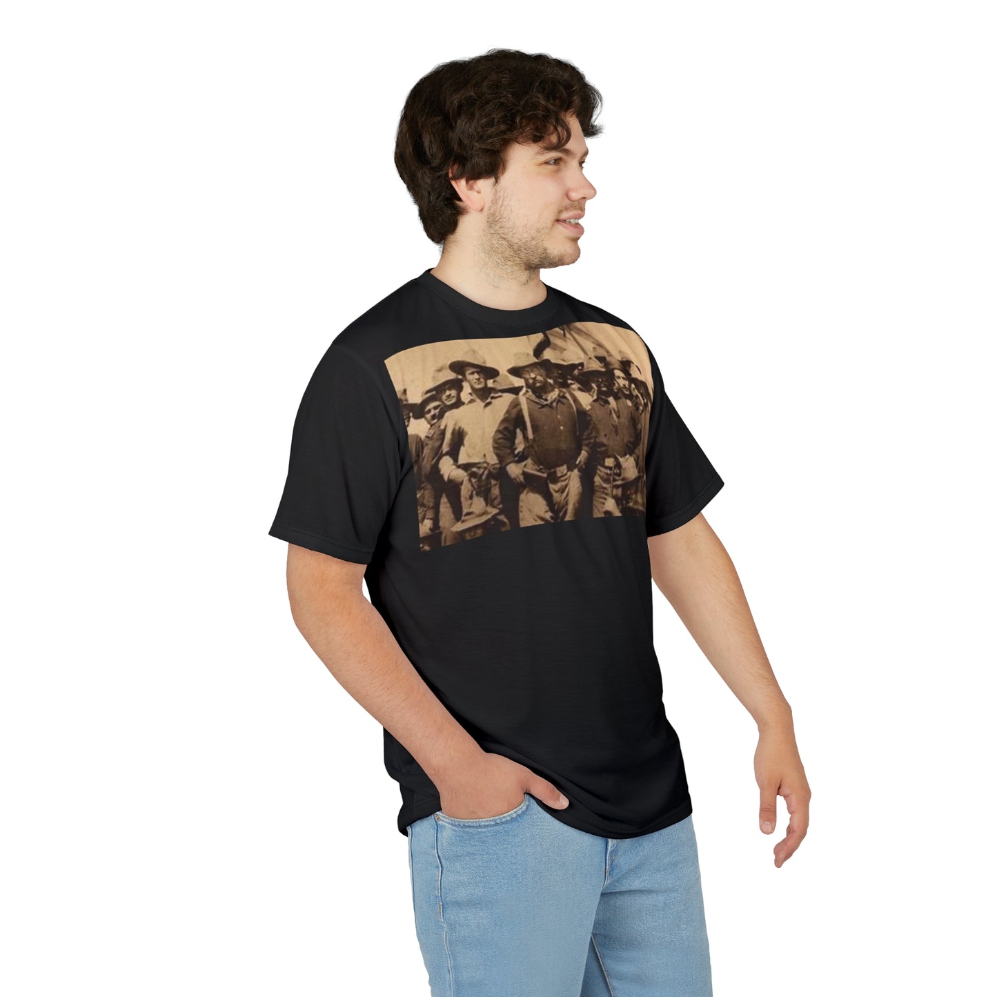 Teddy Roosevelt Rough Riders Black Large Print Tee
