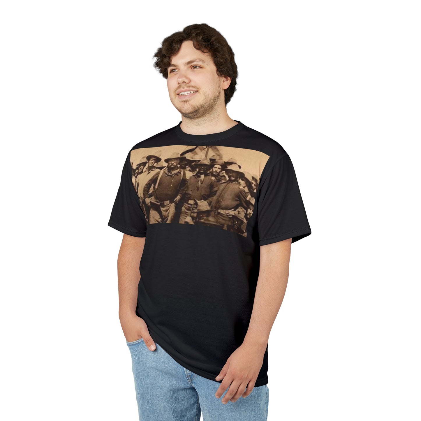 Teddy Roosevelt Rough Riders Black Large Print Tee