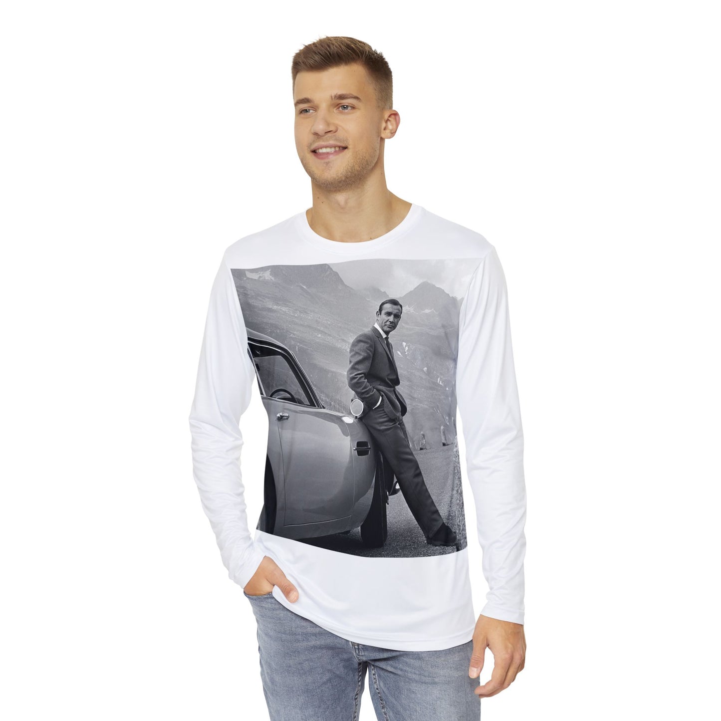 Sean Connery James Bond White Men's Long Sleeve Shirt