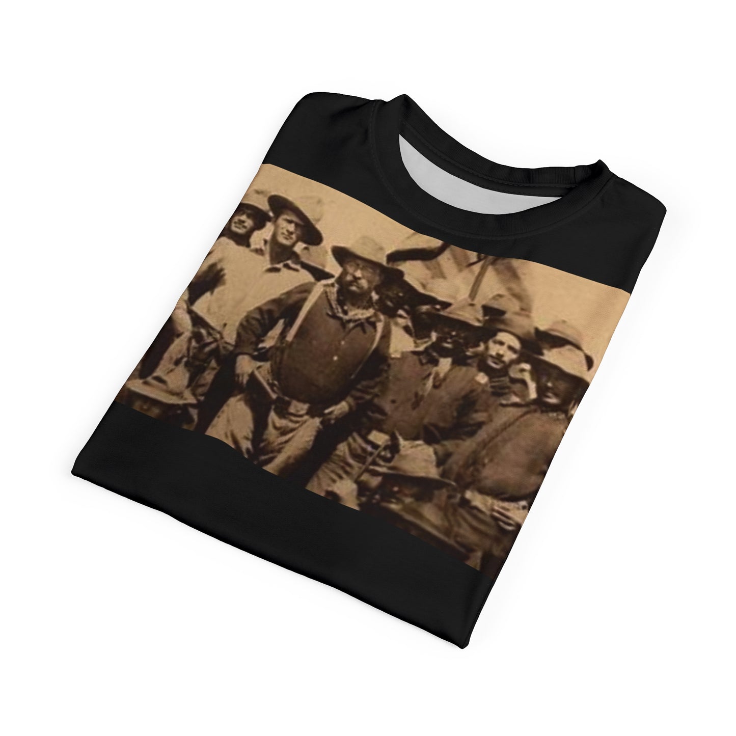 Teddy Roosevelt Rough Riders Black Large Print Tee
