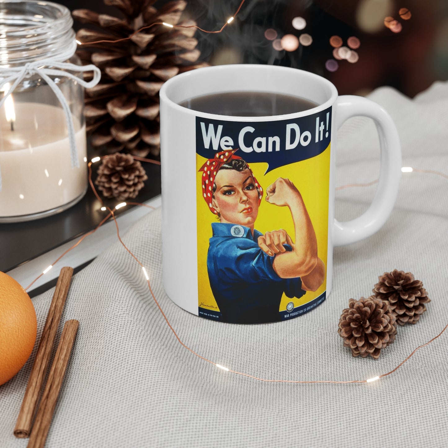 Rosie the Riveter "We Can Do It" White Coffee Mug 11oz